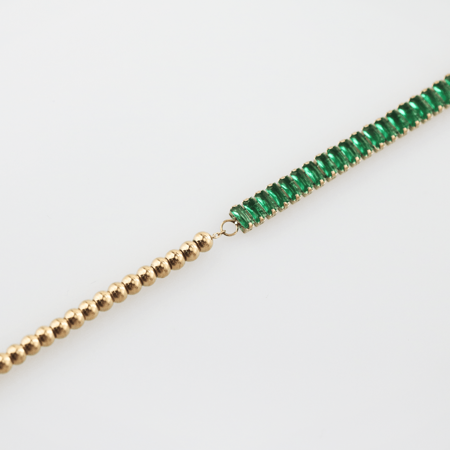 Half Emerald-Half Gold Beaded Bracelet