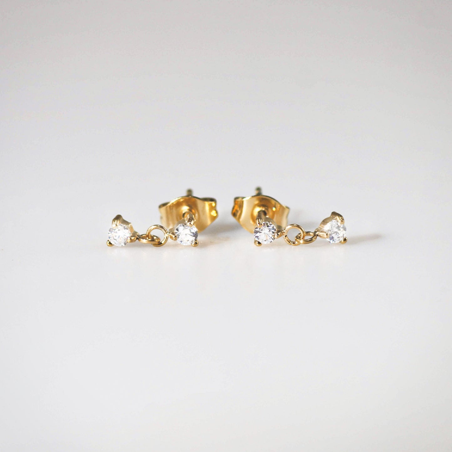 Anisa CZ Stud Earrings, waterproof 18k gold-plated stainless steel