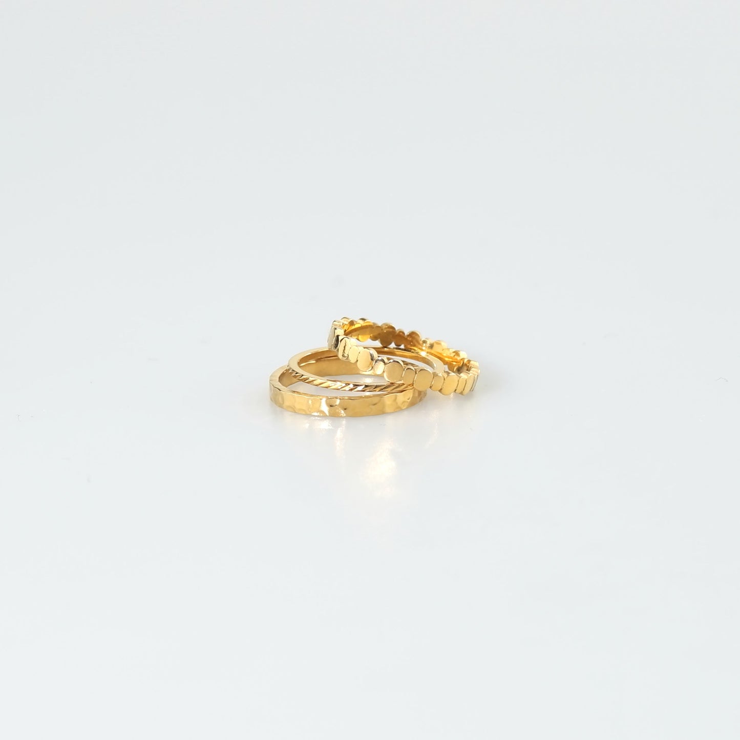 Trio Stacking Ring Set, waterproof 18k gold-plated stainless steel