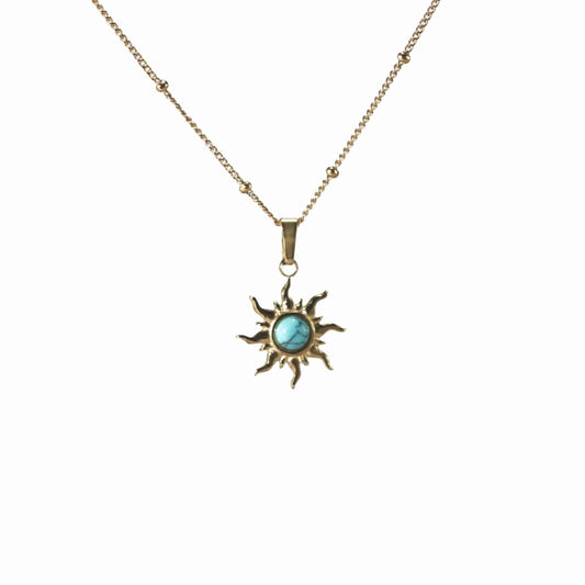Turquoise sun pendant necklace