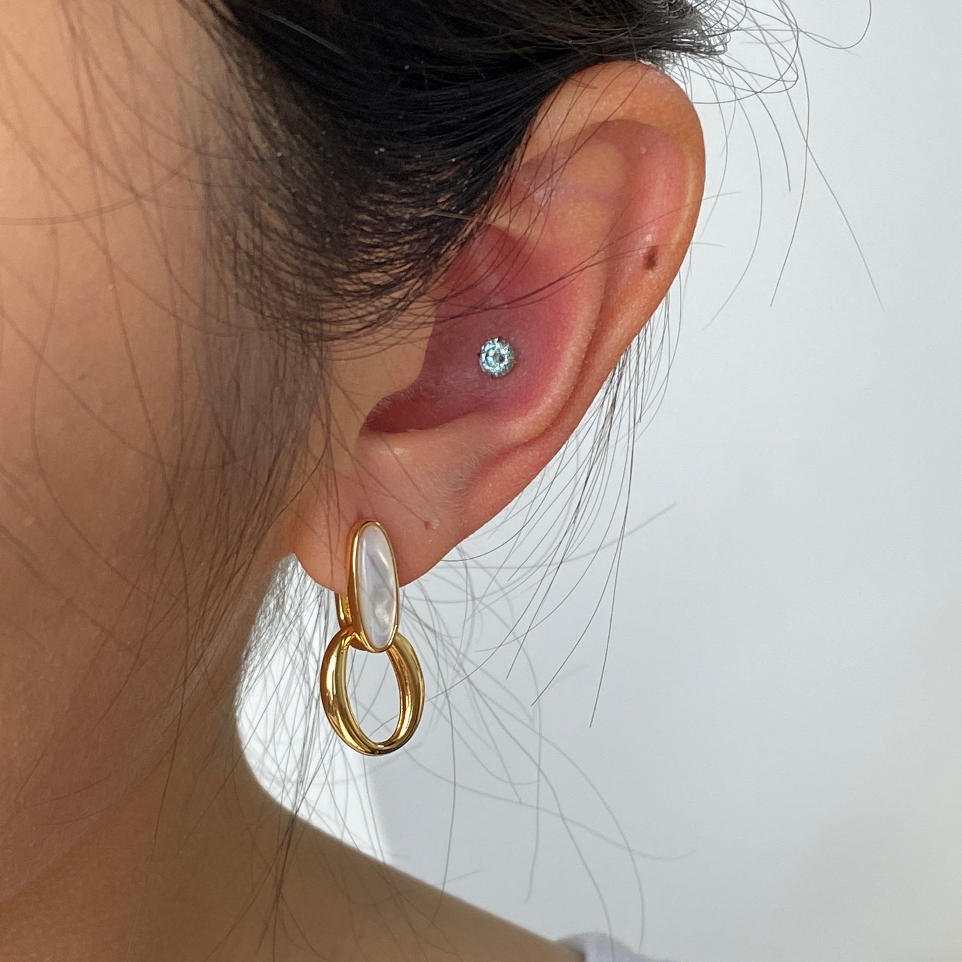Meideya Nerida Mother of Pearl Hoop Earrings