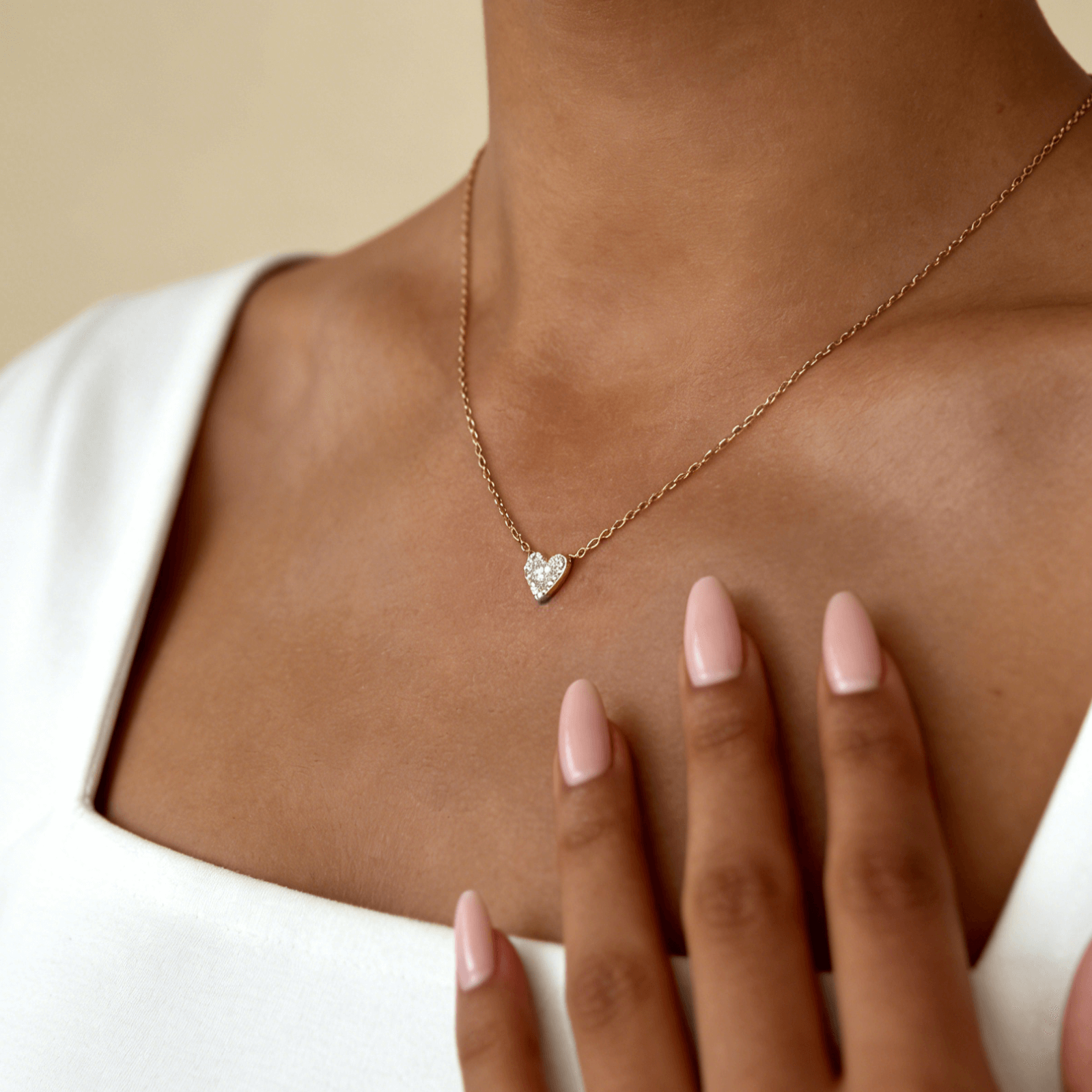 Meideya Pave Little Heart Necklace