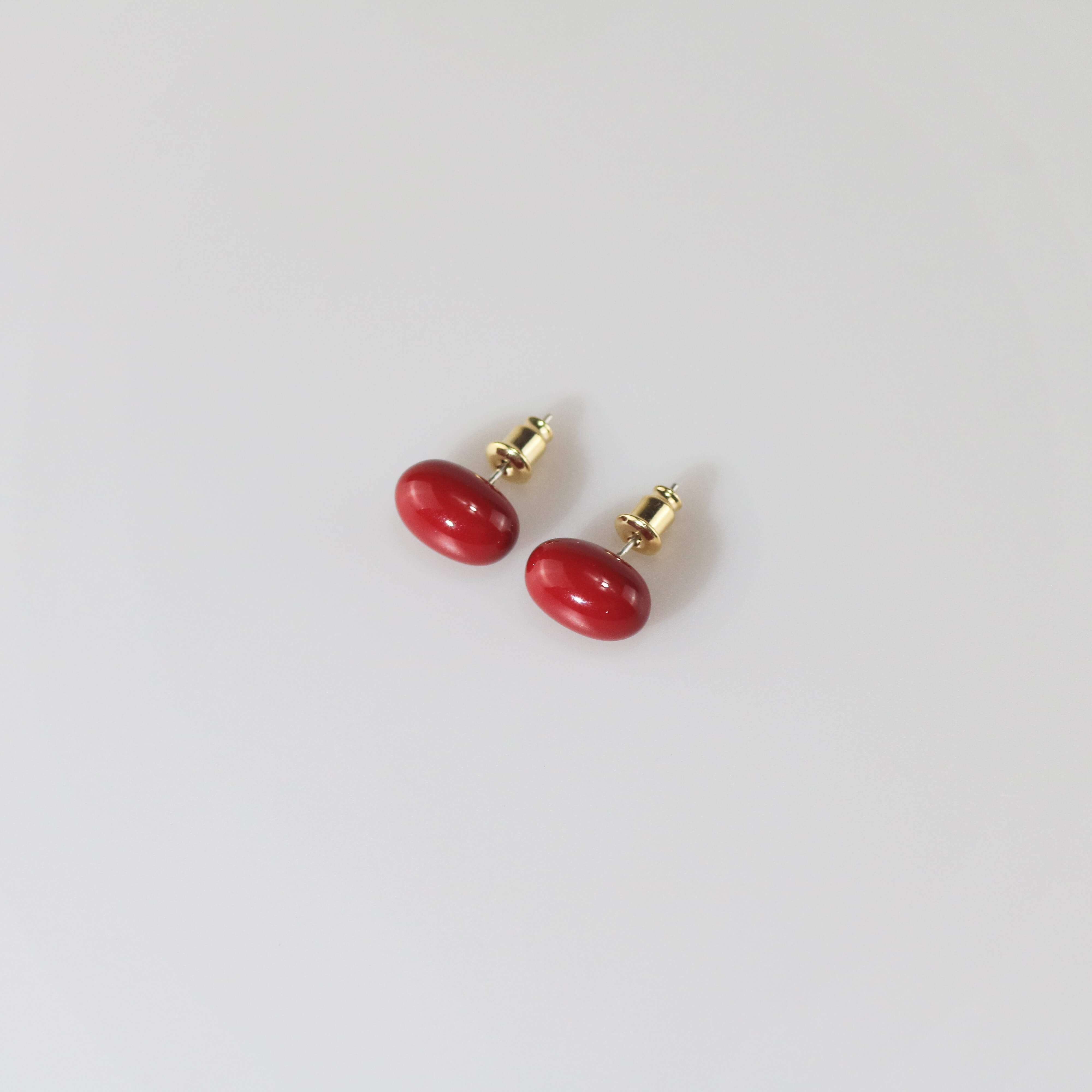 Meideya Red Enamel Stud Earrings, 18k gold-plated