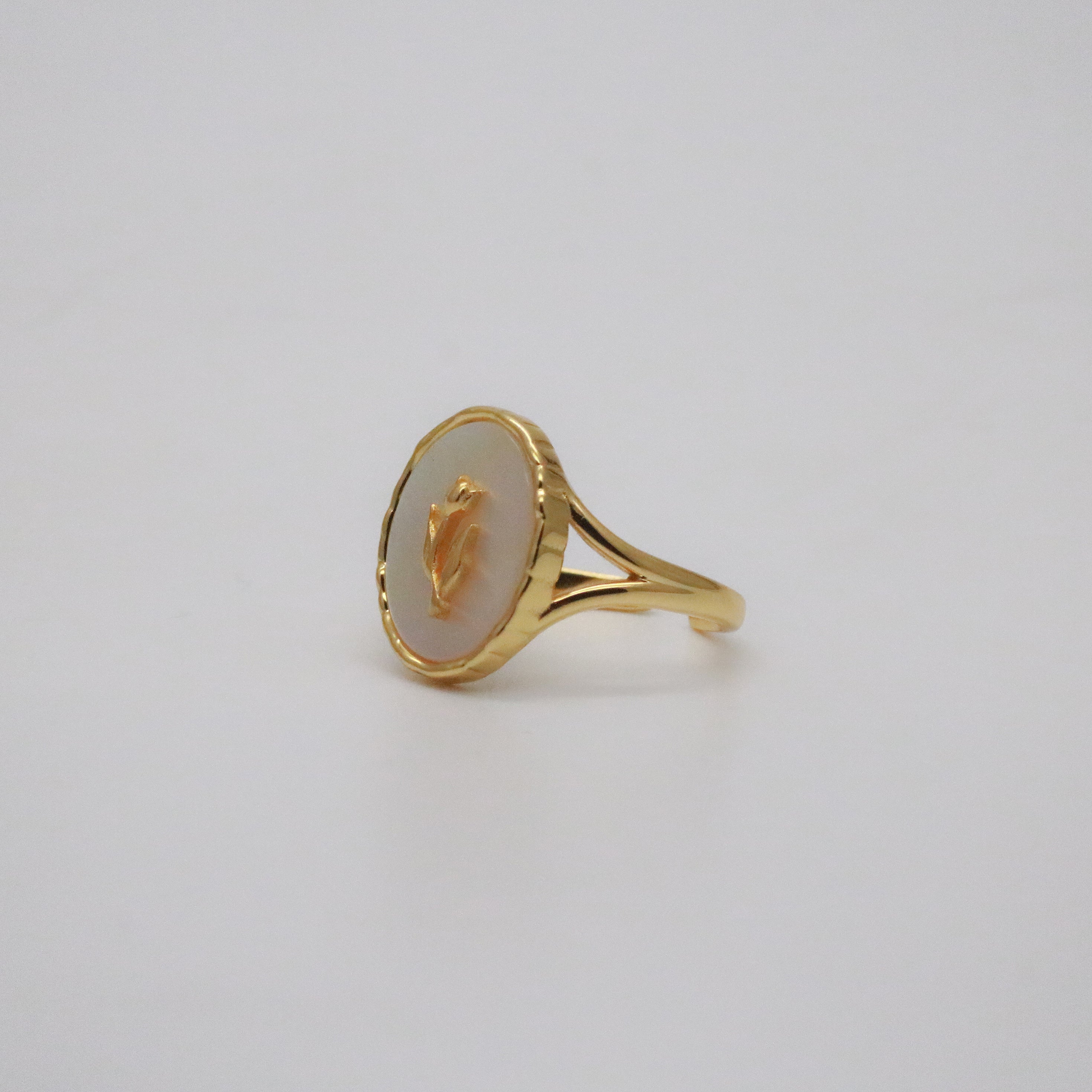 Meideya 18k Gold Plated Rose Signet Ring, 18k gold-plated