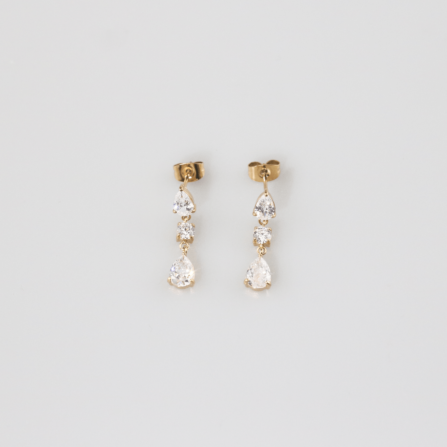 Triple CZ Drop-Earrings