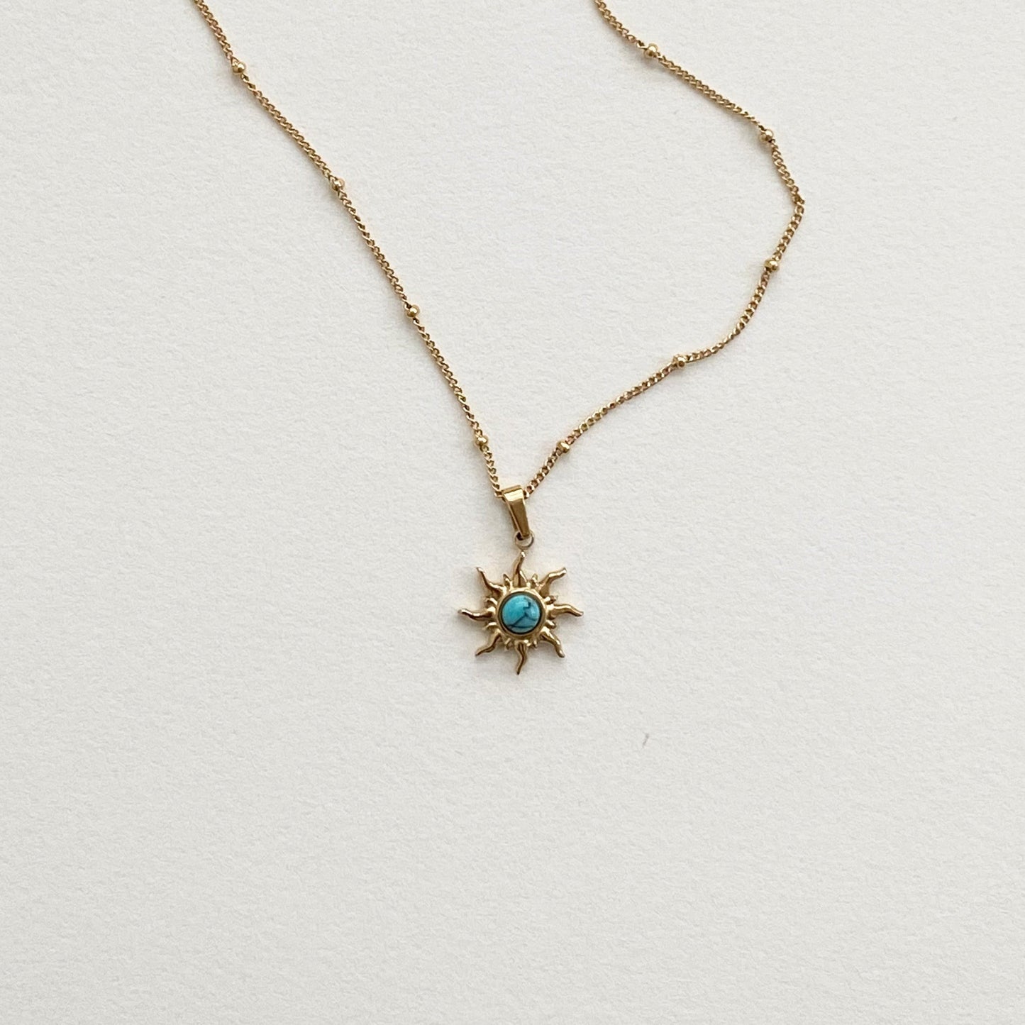Meideya jewelry turquosie sun pendant necklace