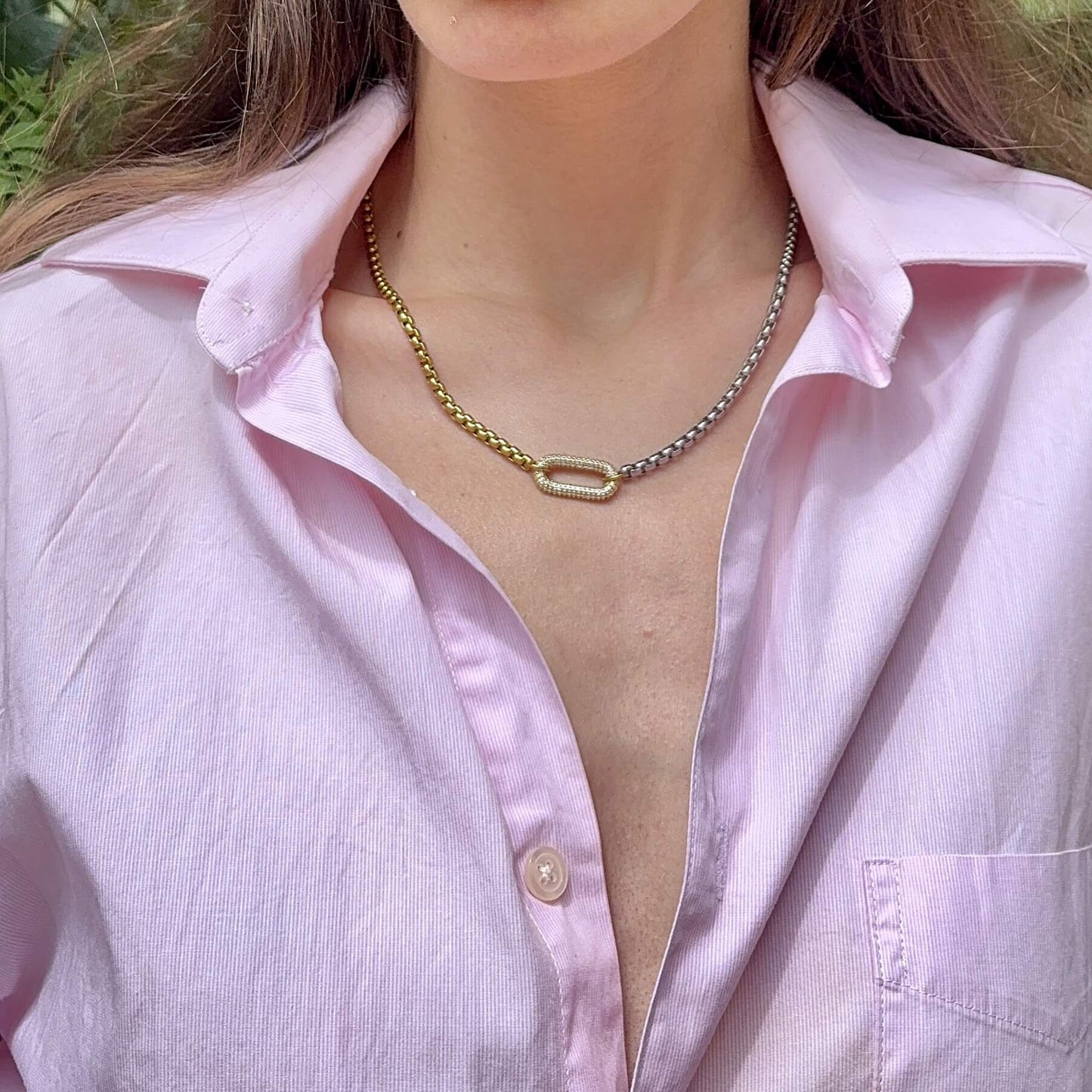 Two Tone Carabiner -Necklace