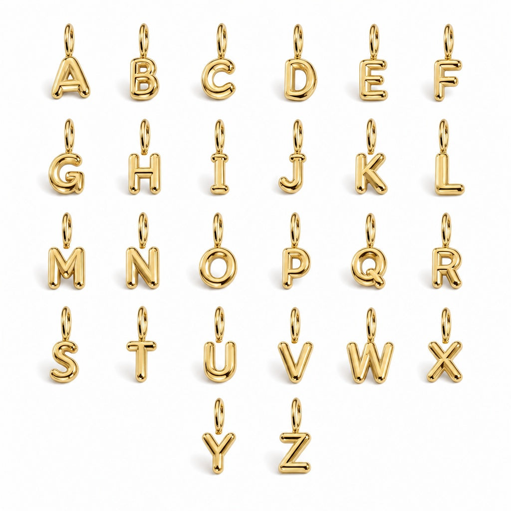 Meideya Bubble Initial Necklace — 14K Gold Pendant
