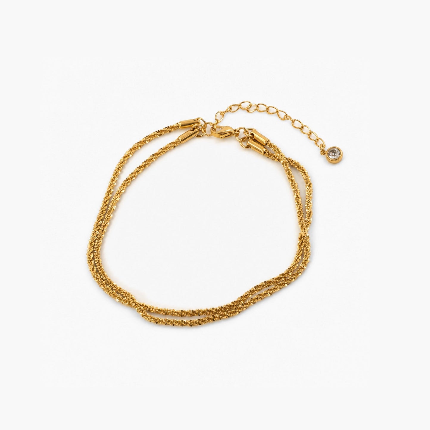 Double Layer Diamond-Cut Anklet