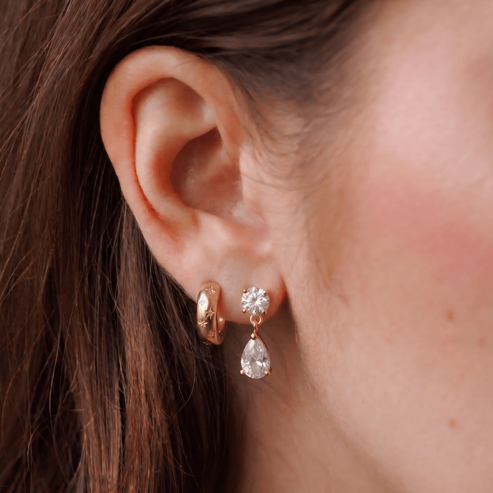Meideya Waterproof 18k Gold Plated CZ Drop Earrings, 18k gold-plated stainless steel