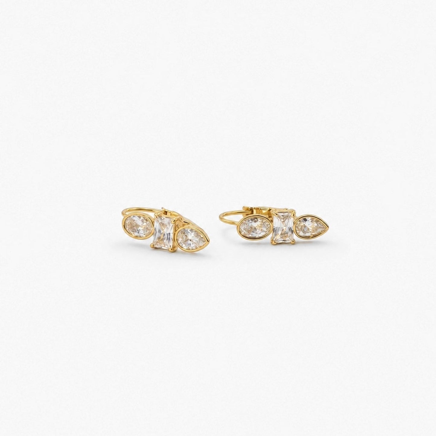 Trio Crystal Hoop Earrings