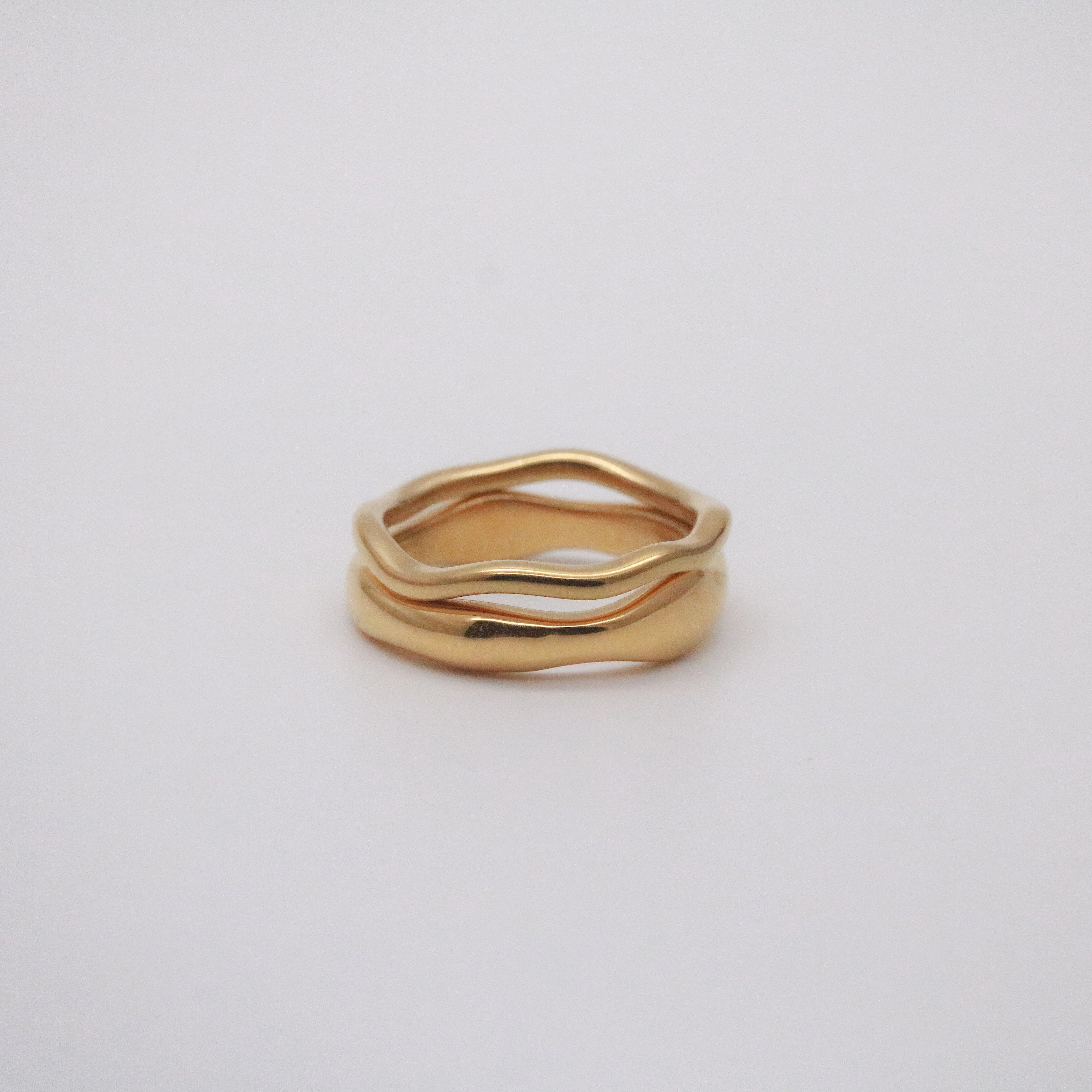 Stylr stackable PVD-coated stainless steel band ring set, gold tone