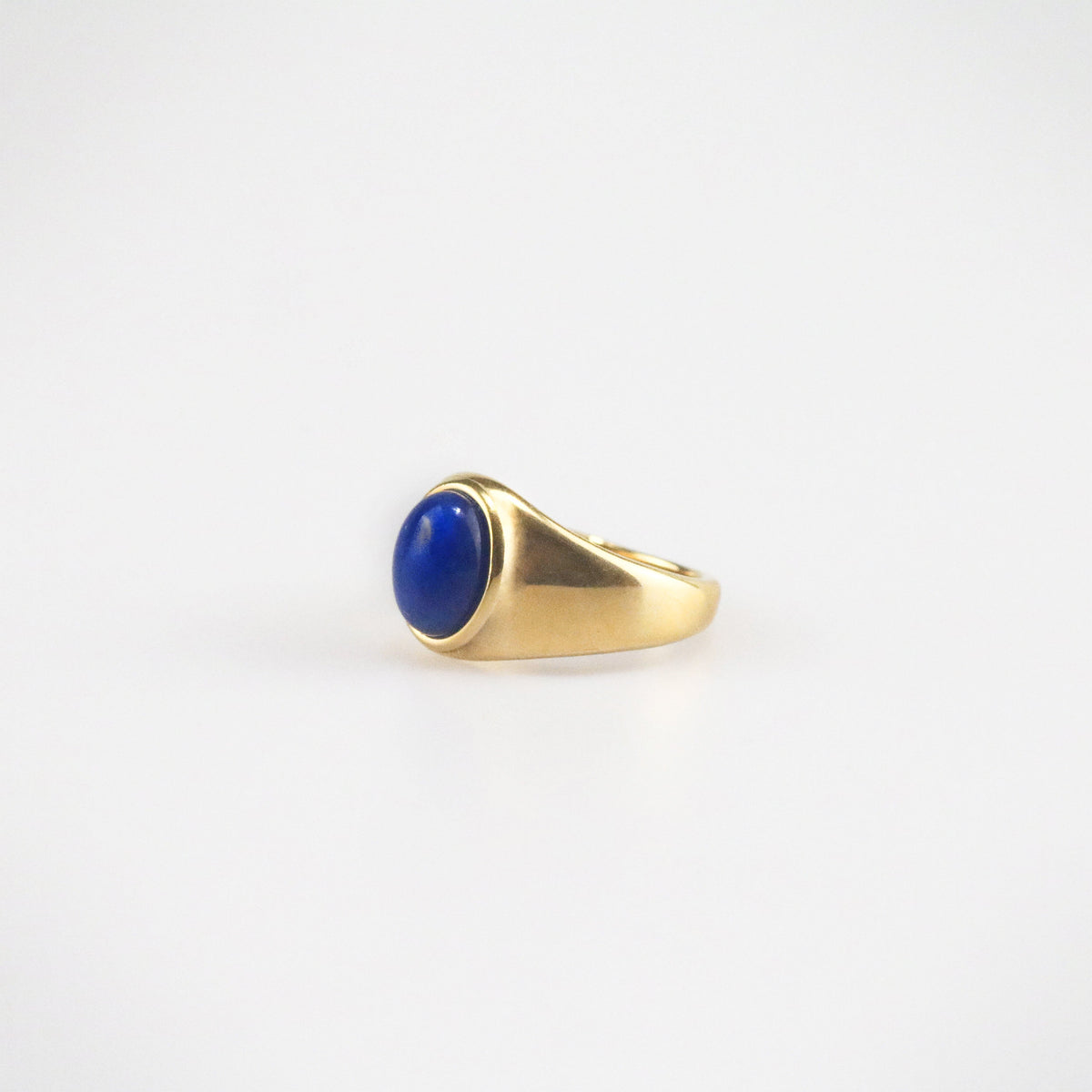 Waterproof Tarnish-Free Oval Lapis Ring, 18k gold-plated stainless steel