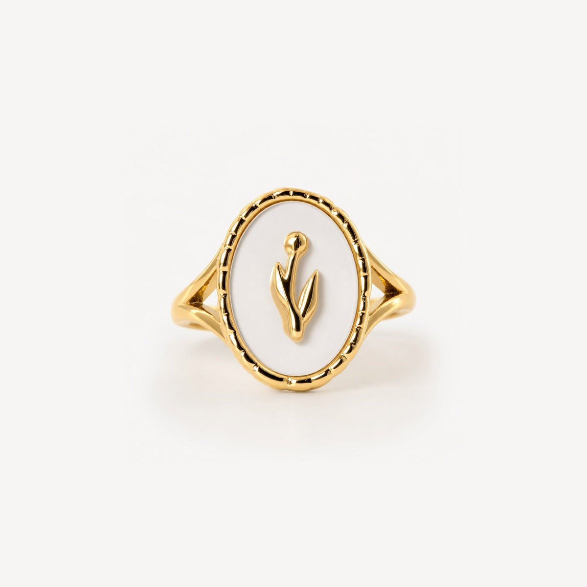 18k Gold Plated Rose Signet Ring