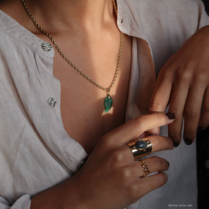 Gold Jade Comma Pendant Necklace, waterproof 18k gold-plated