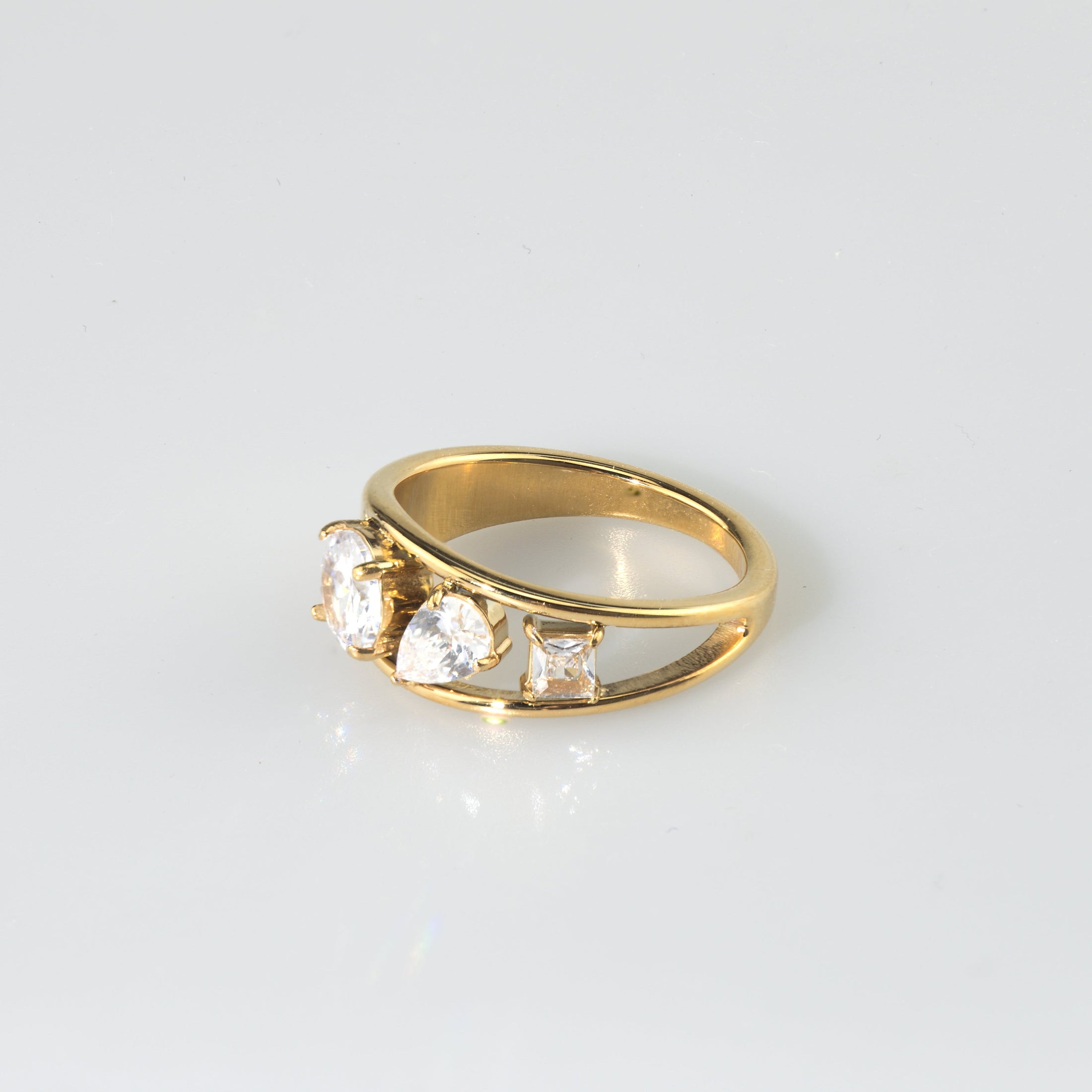 Mixed Cut Three Stone Ring