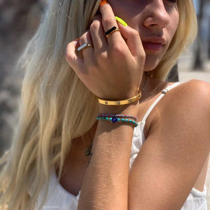 Waterproof Dainty Bangle Bracelet, 18k gold-plated stainless steel