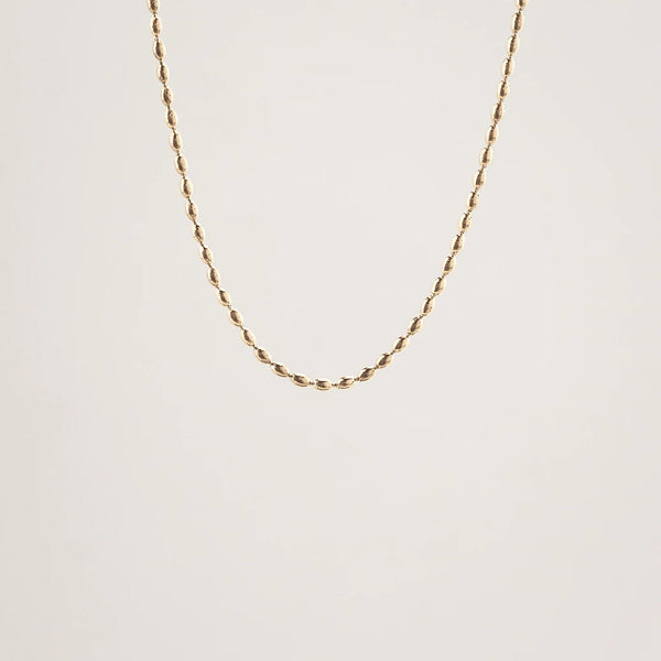 Waterproof 18k Gold Plated Rice Bead Necklace