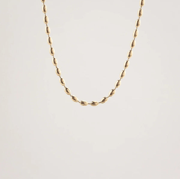 Waterproof Dainty Rice Bead Necklace - 4mm Gold