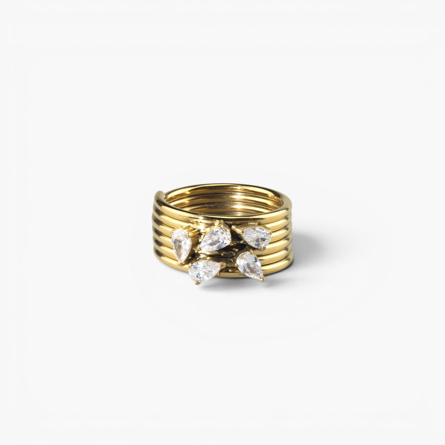 Pear Cluster Ring — 18k Gold Plated Stacked Band