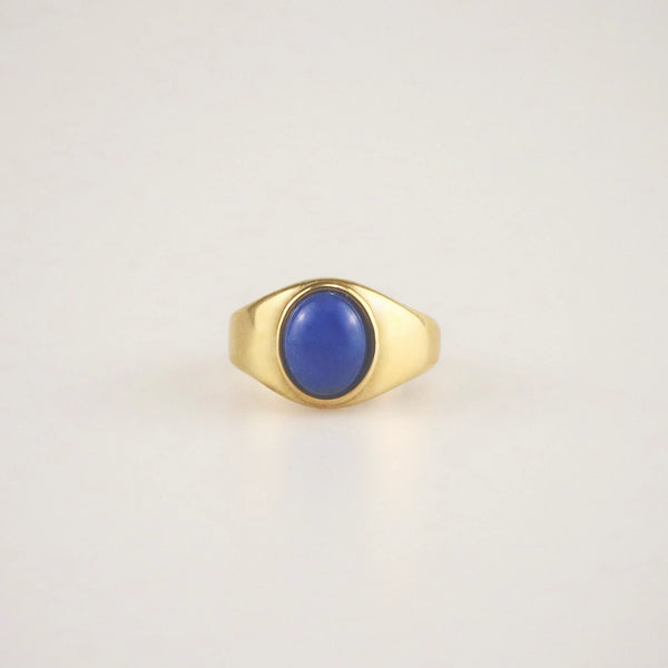 Waterproof Tarnish-Free Oval Lapis Ring – Stylr