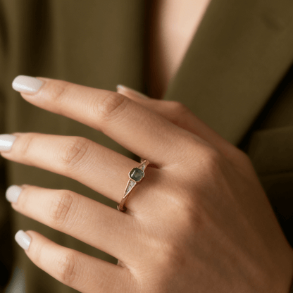 Vintage Gold Plated Aquatic Agate Ring