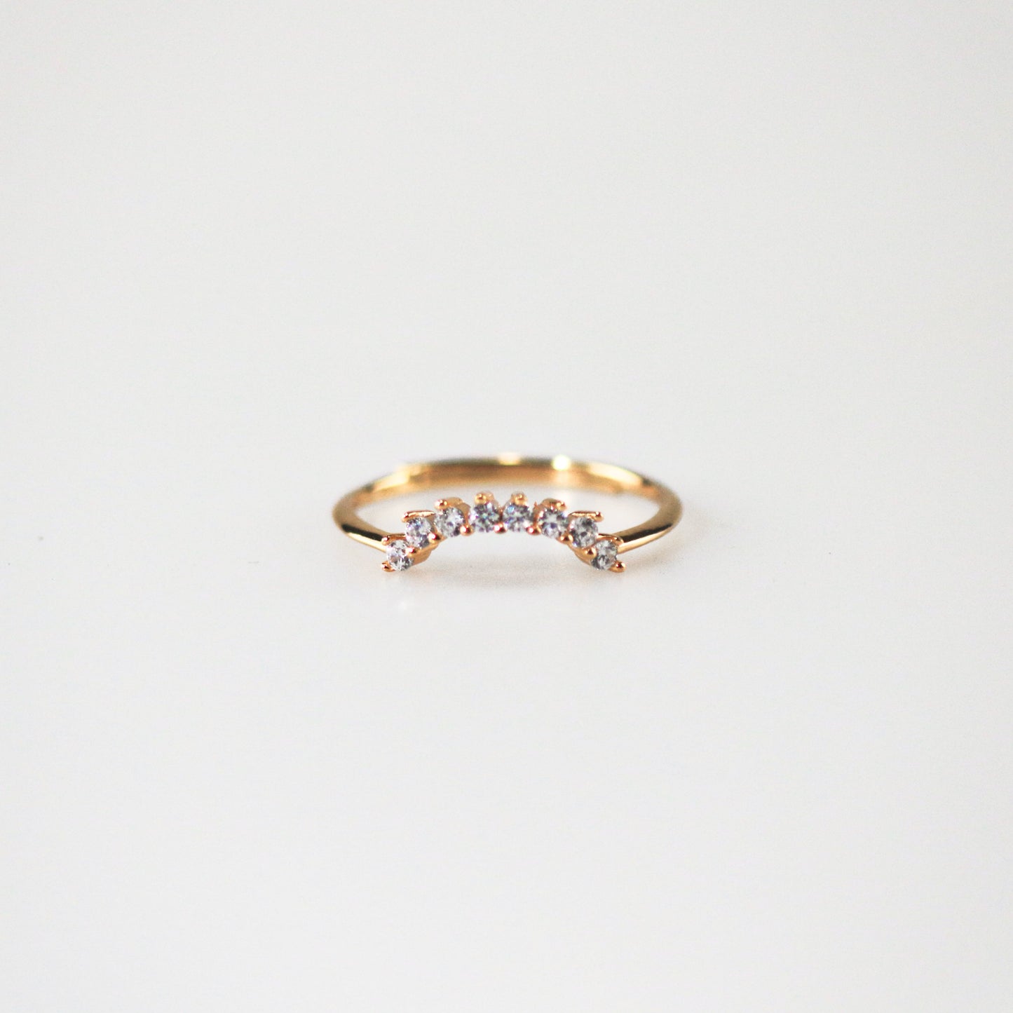 Pearl Crown Ring + Arch Band Ring Set