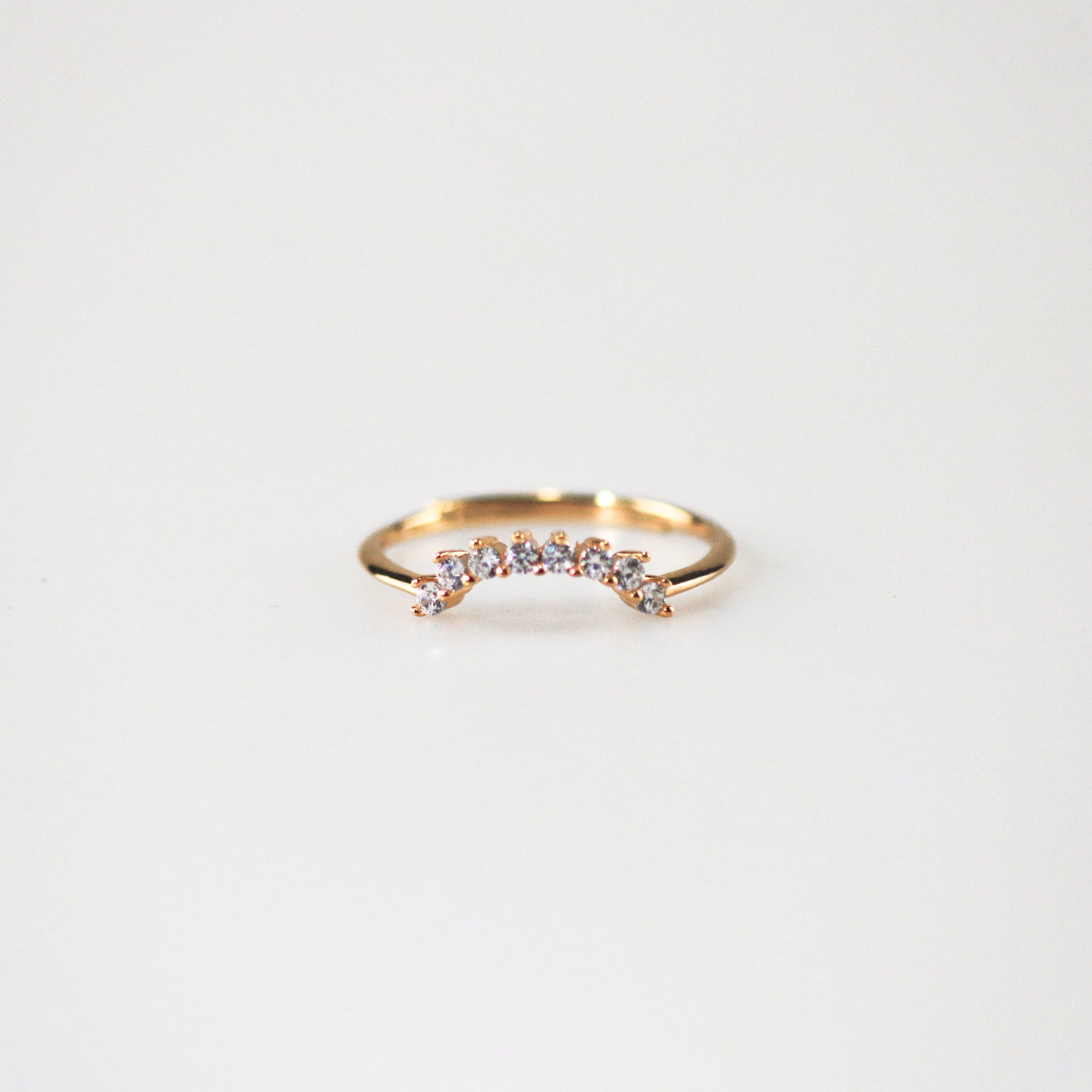 Pearl Crown Ring + Arch Band Ring Set