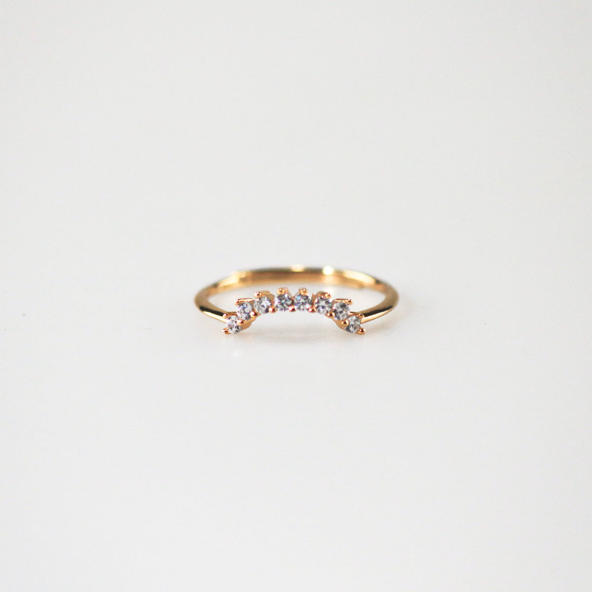 Pearl Crown Ring + Arch Band Ring Set