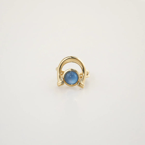 Arlo Blue Stone Ring Set — Gold Open Rings