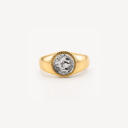 Athena Coin Signet Ring