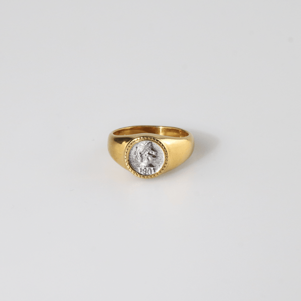 Athena Coin Signet Ring - Waterproof Gold & Silver Ring