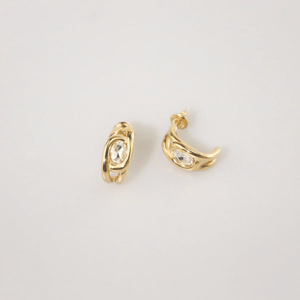 Aura CZ Huggie Earrings – Waterproof Gold Hoops