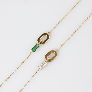 Baguette Oval Link Bracelet -White
