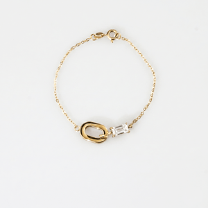 Baguette Oval Link Bracelet - White