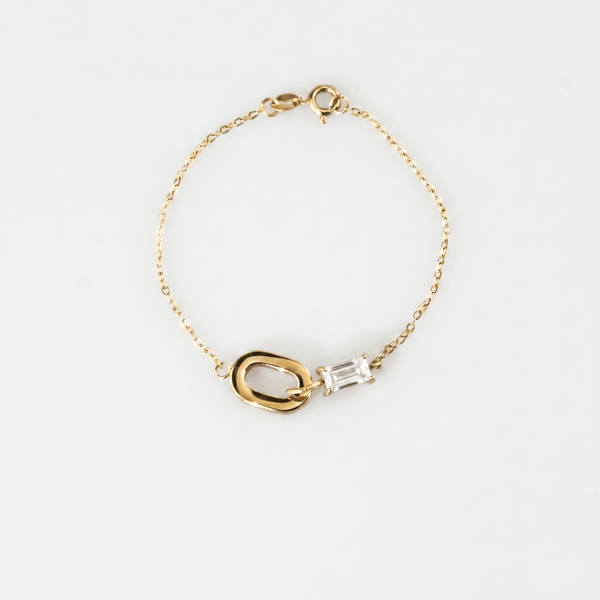 Baguette Oval Link Bracelet - White