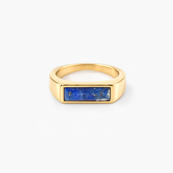 Bar Lapis Lazuli Ring - Hypoallergenic 18k Gold Plated
