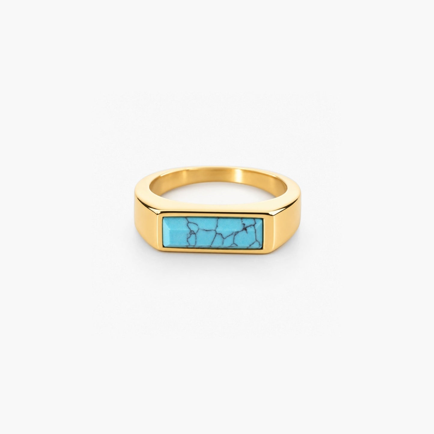 Bar Turquoise Ring - Waterproof 18k Gold Plated Stainless Steel
