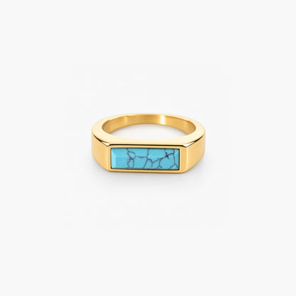 Bar Turquoise Ring - Waterproof 18k Gold Plated Stainless Steel