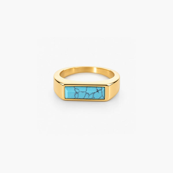 Bar Turquoise Ring - Waterproof 18k Gold Plated Stainless Steel