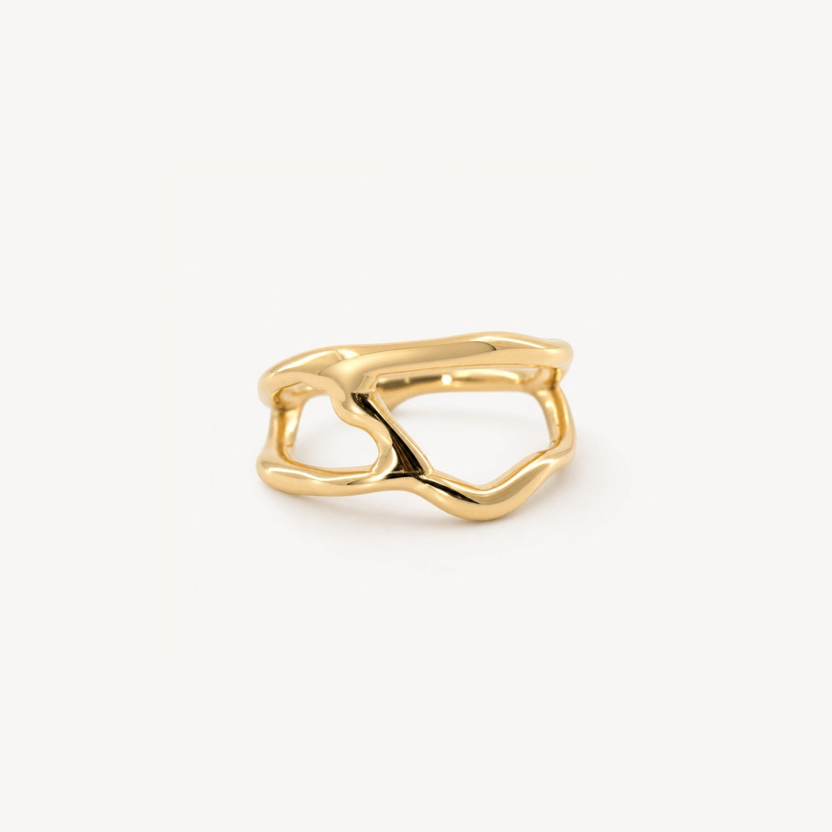 Waterproof 18k Gold Plated Stainless Steel Belen Ring, 18k gold-plated stainless steel