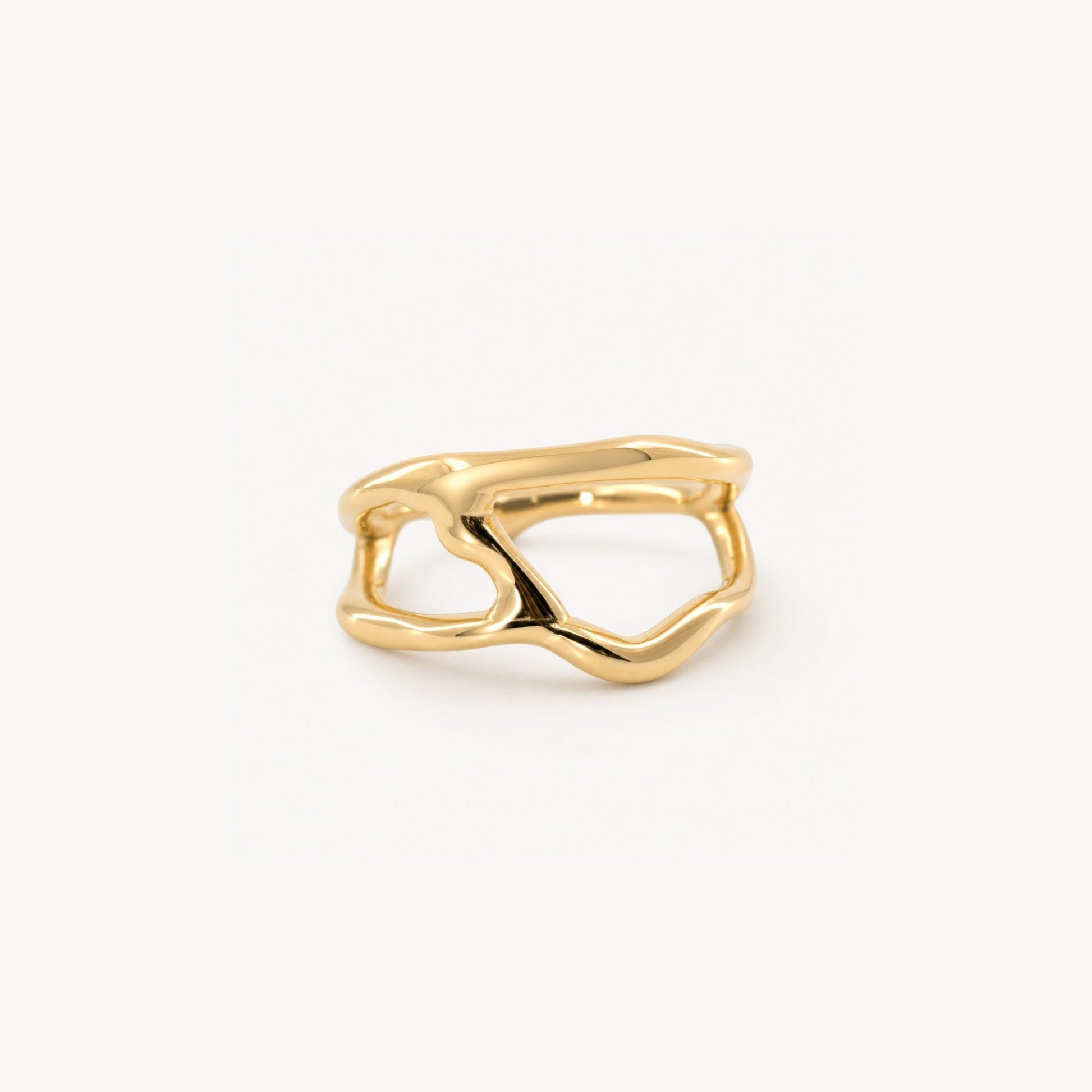 Waterproof 18k Gold Plated Stainless Steel Belen Ring, 18k gold-plated stainless steel