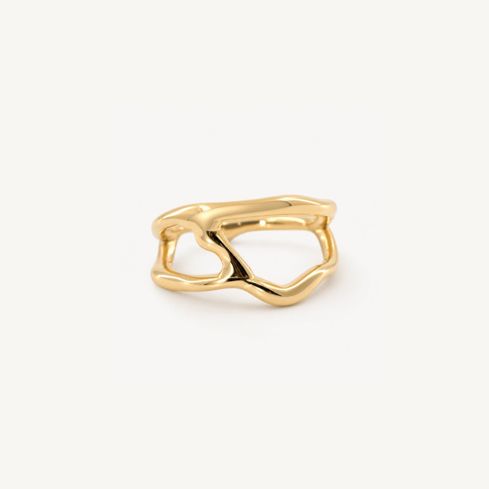 Waterproof 18k Gold Plated Stainless Steel Belen Ring, 18k gold-plated stainless steel