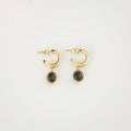 Black Onyx Drop Hoop Earrings