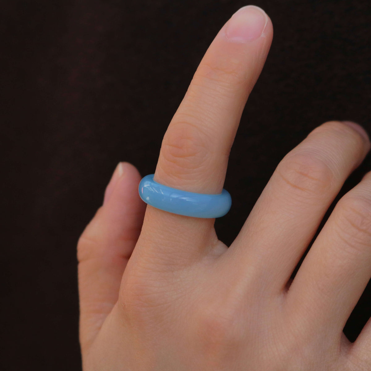 Blue Jade Band Ring, waterproof