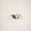blue stone ring in stainless steel, gold waterproof ring 