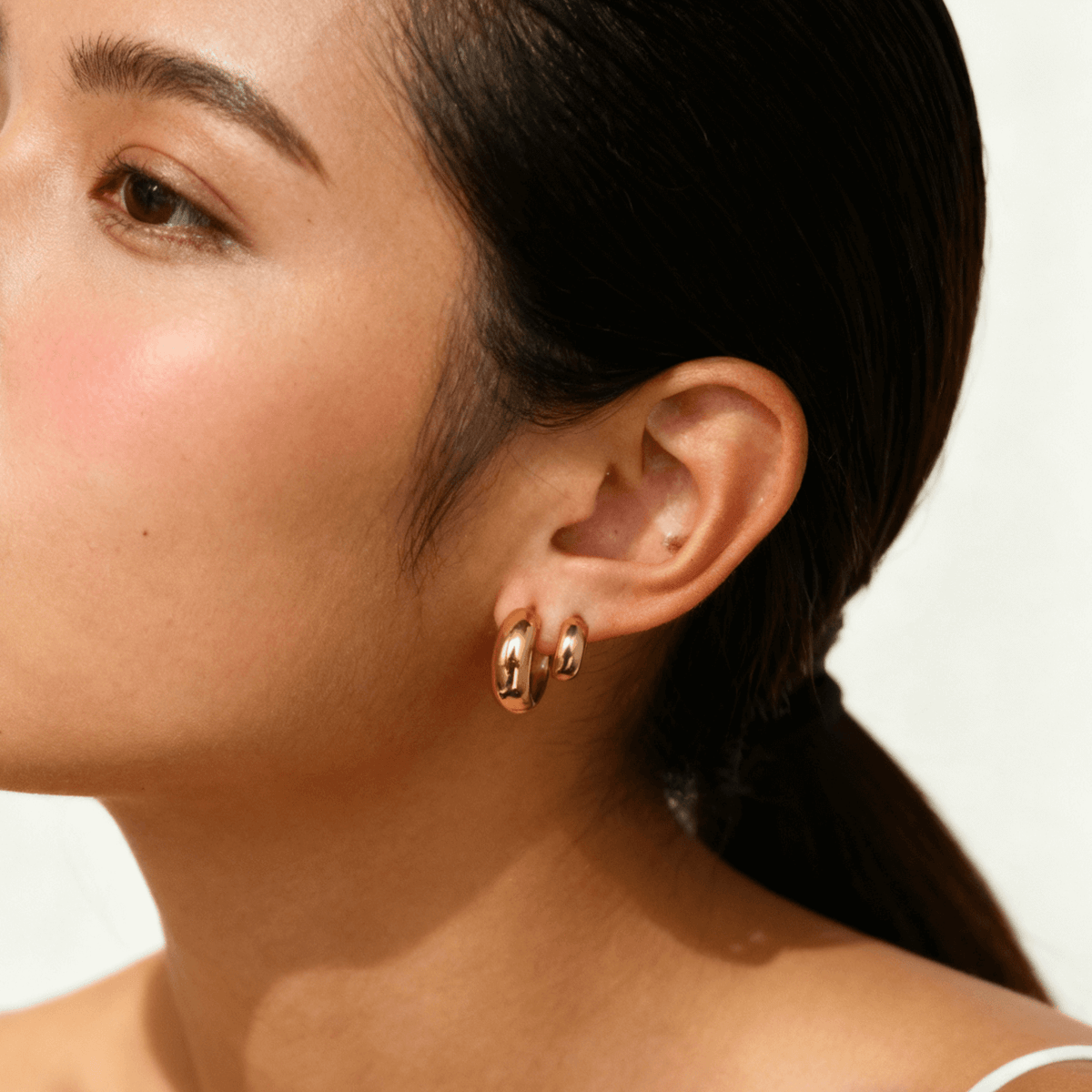 Bold Huggie Hoops, waterproof 18k gold-plated stainless steel