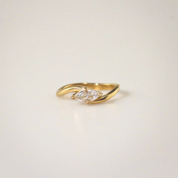 Hypoallergenic Waterproof Bypass Marquise Ring