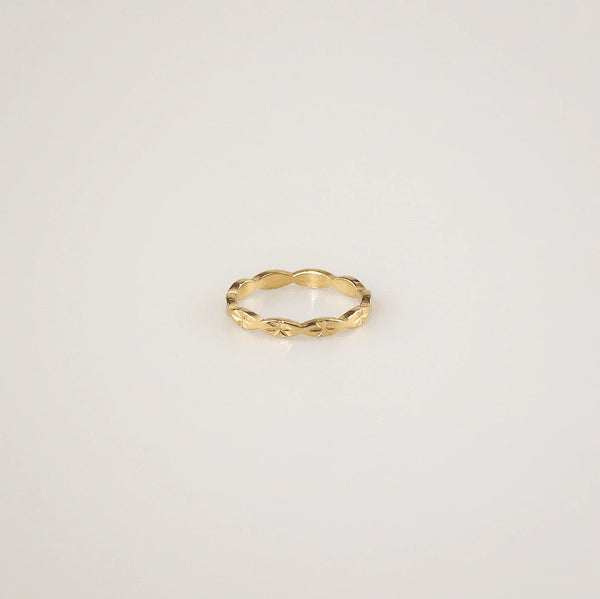 Carved Stackable Band Ring in Gold