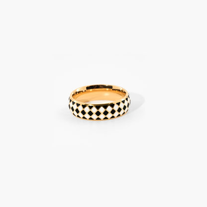 Check Band Ring — Waterproof Gold Plated Stainless Steel